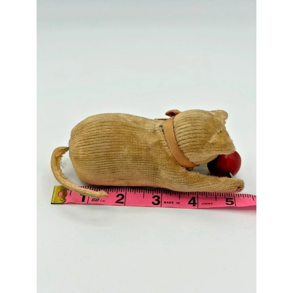 Vintage Wind Up Mouse Toy Plush Clockwork Mouse With Rolling Ball Japan
